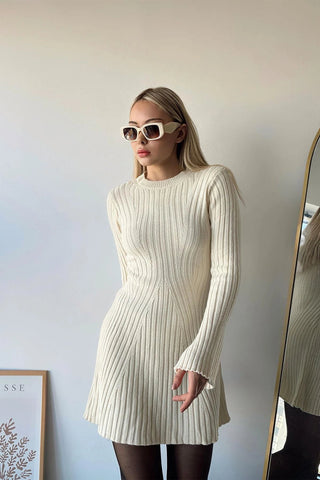 Azalea - Long-sleeved mini dress - Ribbed pattern