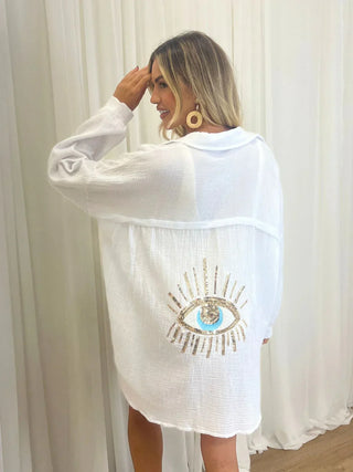 Dakota - Oversized blouse - Sequinned back eyelet design