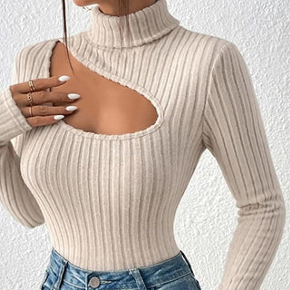 Ofelia - Ribbed turtleneck jumper - Hollow chest style