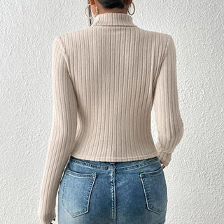 Ofelia - Ribbed turtleneck jumper - Hollow chest style