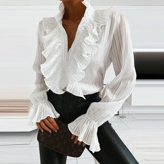 Viola - Chiffon Blouse - Pleated