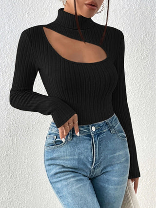 Ofelia - Ribbed turtleneck jumper - Hollow chest style