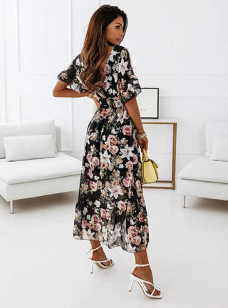 Saskia - Dress - V-neck Floral Pattern