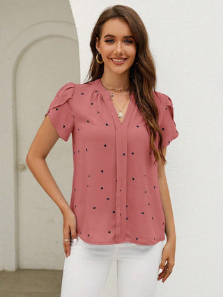 Mieke - Top - Heart print V-neckline