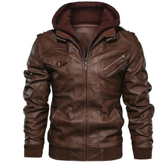 Zander - Leather Hoodie - Warm & Stylish Biker Jacket