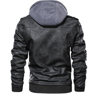 Zander - Leather Hoodie - Warm & Stylish Biker Jacket