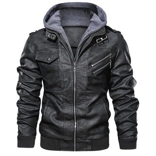 Zander - Leather Hoodie - Warm & Stylish Biker Jacket