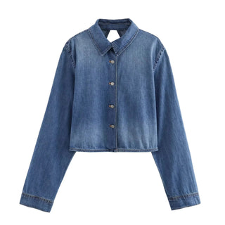 Luana - Cropped denim jacket - Open back style