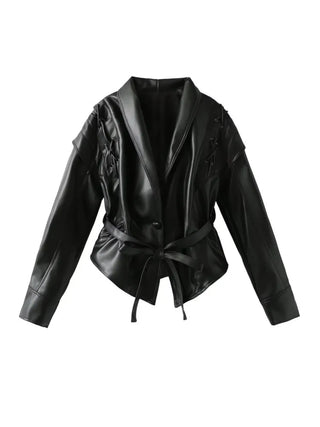 Madonna - Belted leather jacket - Crop style