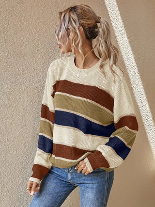 Reese - Knitted jumper - Autumn coloured stripes