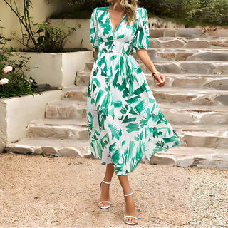 Theresa - Midi Dress with V-neck - Summer Dress