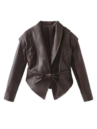 Madonna - Belted leather jacket - Crop style