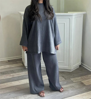 Ingrid - Oversized sweater and pants set - Ribbed style