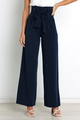 Chantal - Wide-leg trousers - With tie belt