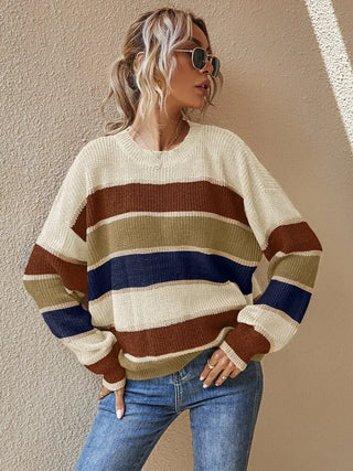 Reese - Knitted jumper - Autumn coloured stripes