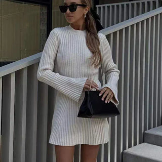 Nicole - Minidress - Ribbed high collar neckline