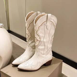 Christalline - Mid-calf cowboy boots - Embroidered detail