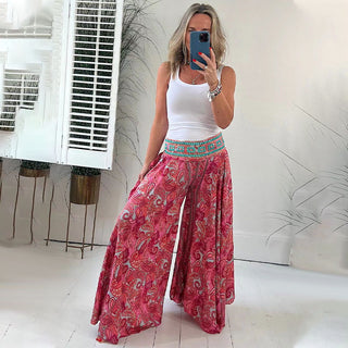 Tabea - Ethnic Paisley Print Maxi Trousers - Bohemian