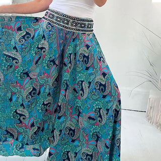 Tabea - Ethnic Paisley Print Maxi Trousers - Bohemian